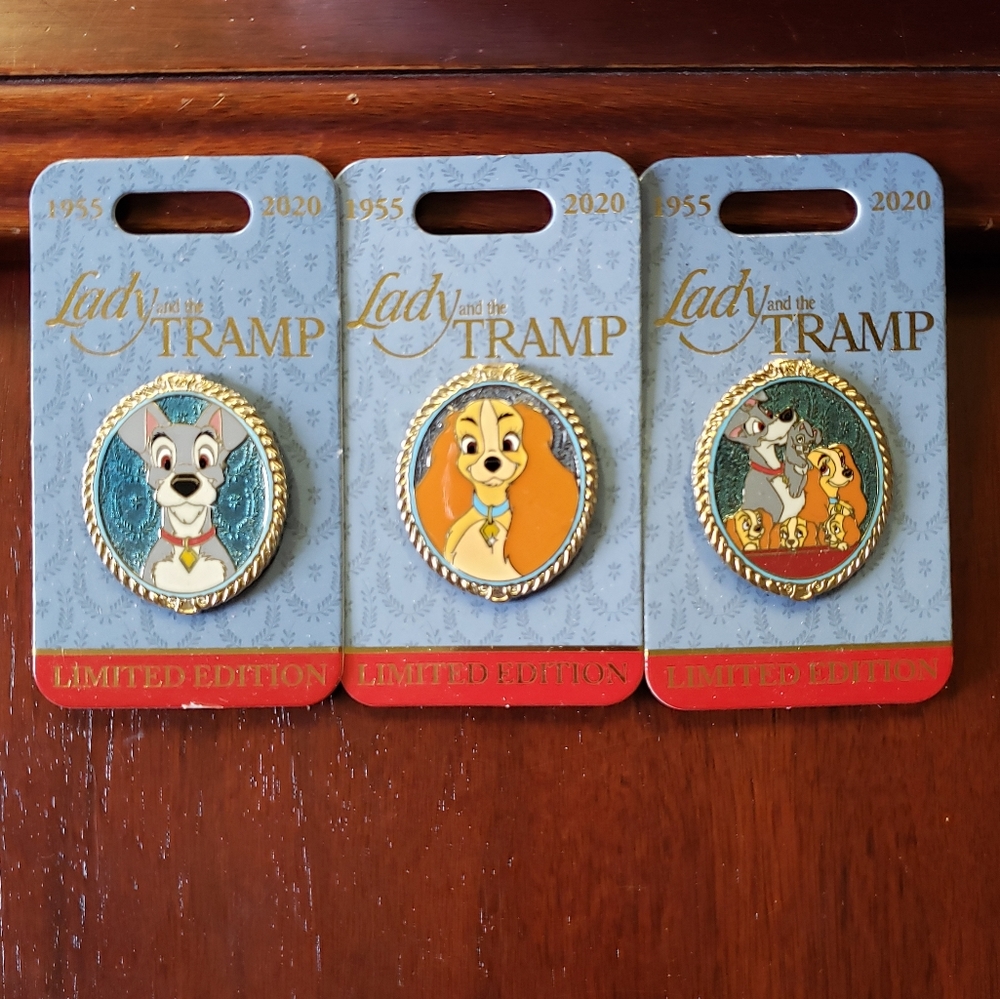 💥Disney LE 4000 Lady and the Tramp Pin Bundle 🐕